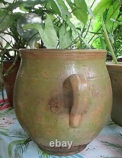 Early 19thC Redware Ovoid Crock Cream Jar Jug with handles 8 H