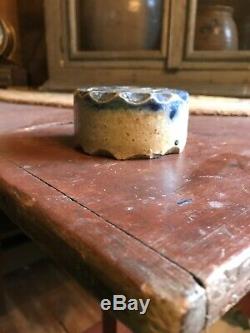 Early 19th Century Cobalt Decorated Scalloped Stoneware Inkwell