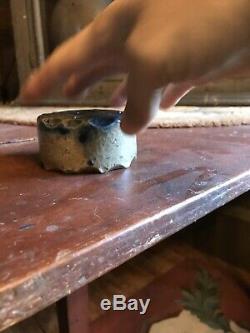 Early 19th Century Cobalt Decorated Scalloped Stoneware Inkwell