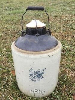 Early 20th Western Stoneware Canning Crock Monmouth, IL With LID