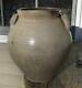 Early Antique 1 Gal Salt Glaze Ovoid Stoneware Crock With Lg Applied Handles 9 H