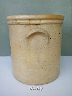 Early Antique Red Wing Cobalt Blue Leaf 4 Gallon Ear Handled Stoneware Crock