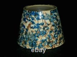 Early Blue & White Rainbow-Sponged Covered Pantry Crock Spongeware Stoneware