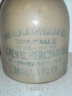 Early Salt Glazed Advertising Stoneware Merchant Jug Preserve Jar CHICAGO ILL