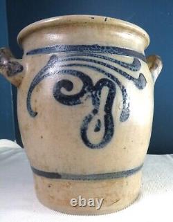 Early Stoneware Crock 4 Gal Origanal Found Condition