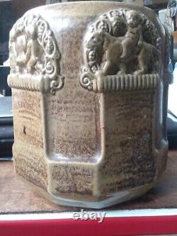 English Antique Salt Glazed Pottery Stoneware 8 H. 7w Crock / Jar No LID