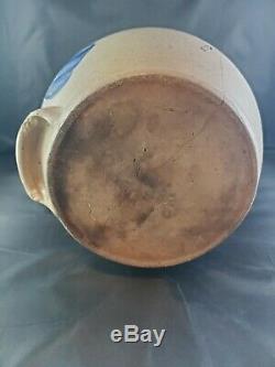 Evan B Jones Antique Salt Glazed Stoneware Batter Crock 1880's