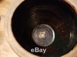 Evan B. Jones Pittston PA 1-1/2 Gallon Stoneware Salt Glaze Crock AS IS Hole