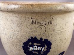 Evan Jones PA Blue Decorated Stoneware Crock 19th cent