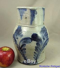 Exceptional Rare Remmey 1/2 gal Decorated Stoneware Pitcher 19th cent