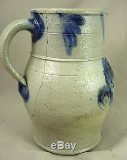 Exceptional Rare Remmey 1/2 gal Decorated Stoneware Pitcher 19th cent