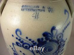 Exemplary J Norton Blue Decorated Bennington Stoneware Crock 19th cent