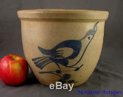 Fine Small Fulper New Jersey Bird Stoneware Crock c. 19th cent