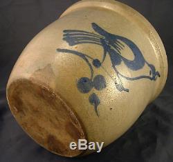 Fine Small Fulper New Jersey Bird Stoneware Crock c. 19th cent