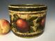 Folk Art Tole Painted Stoneware Butter Crock With 6 Ompir Apples, Signed Wc Wrede