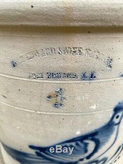 Four Gallon Cobalt Decorated Stoneware Crock with Bird, Fort Edwards NY