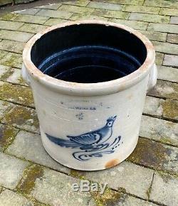 Four Gallon Cobalt Decorated Stoneware Crock with Bird, Fort Edwards NY