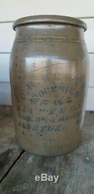 Gallon Ironton Ohio River Stoneware Jar Crock OH Merchant Lawrence Co County