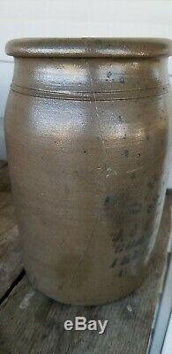 Gallon Ironton Ohio River Stoneware Jar Crock OH Merchant Lawrence Co County