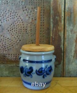 German Westerwald Salt Glaze Pottery Stoneware Butter Churn Blue Table Top Size