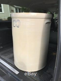 Giant Antique 30 Gallon Glazed Stoneware Crock Country Primitive