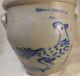 Great Antique American 2 Gal. Tapering Stoneware Jar, Cobalt Peafowl Decoration