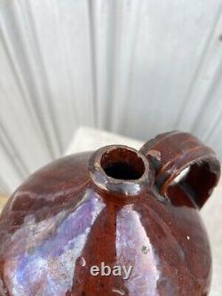 Great Antique Redware Ovoid Jug Super Form Circa 1825 Crock Pottery