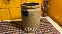 Hand Decorated Blue Decorated Stoneware Crock