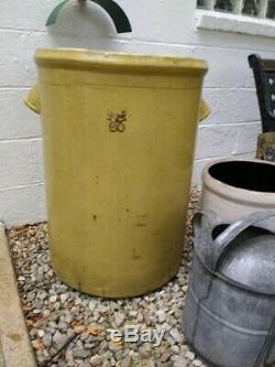 Hard To Find YELLOW U. S. Stoneware 30 Gallon Crock With Large Ear Handles
