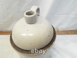 Hawthorn PA 1 Gallon Stoneware Pottery Handle Jug Crock H. P Co Blue Wood Stopper
