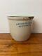 Hawthorn Pottery Co Pa Stoneware 1/2-gal Handled Crock Blue Decorated H. P. Hp