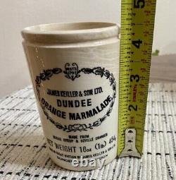 JAMES KEILLER & SONS DUNDEE Antique Marmalade Stoneware Crock RARE MISPRINTED