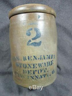 James Benjamin, Stoneware Depot, Cincinnati, Ohio 2 Gallon Stoneware Jar