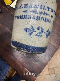 Jas Hamilton & Co. 2 gal Greensboro, PA Blue/Gray Crock