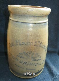 Jas. Hamilton & Co Greensboro, PA Cobalt Decorated Stoneware Canning Jar / Crock