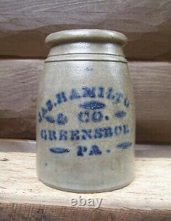 Jas. Hamilton & Co Greensboro PA Cobalt Stoneware Canning Jar or Preserve Crock