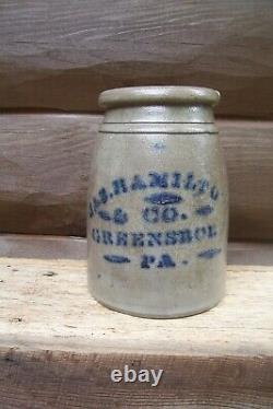 Jas. Hamilton & Co Greensboro PA Cobalt Stoneware Canning Jar or Preserve Crock