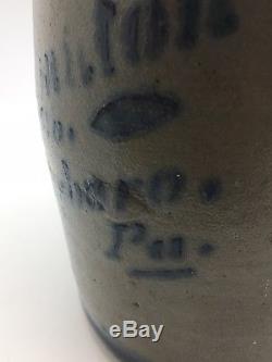 Jas Hamilton & Co Greensboro Pa Stenciled Crock Blue Salt Glaze Stoneware