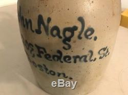 John Nagle Boston Fort Edward NY 2 Stoneware Salt Glaze Stoneware Crock