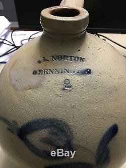 L. Norton Bennington Ovoid Stoneware Jug Made 1828-1833
