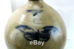 L. Norton & Son Stoneware Jug Crock Cobalt Bennington #3 Salt Glazed Antique