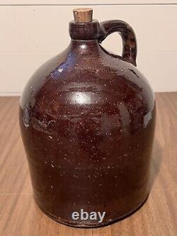 Large 12 Antique Brown Salt Glaze Stoneware Primitive Beehive Whiskey Jug Crock