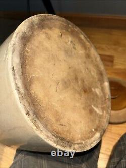 Large 19th Century Salt Glazed Stoneware Crock With Handle And Top 11 In Tall