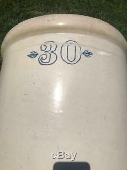 Large Antique 30 Gallon Glazed Crock Stoneware Nice Vintage Condition