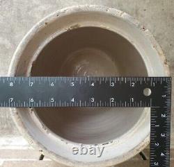 Large Antique 4 Gallon Stoneware Crock Jar 3 Cobalt stripes Southern Maker