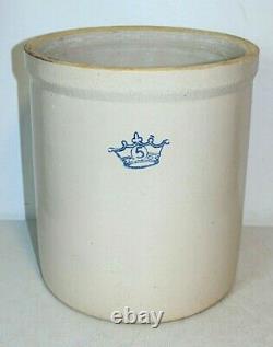 Large Antique 5 Gallon Stoneware Crock, Robinson Ransbottom, Blue Crown, Vintage