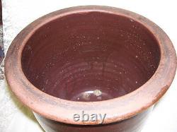 Large Antique Brown Crock Primitive Stoneware