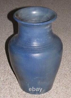 Large Antique Hand Thrown Blue Glaze Stoneware Crock 18