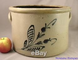 Large Charleston Mass decorated Stoneware Butter Crock 19th cent