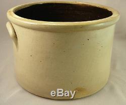 Large Charleston Mass decorated Stoneware Butter Crock 19th cent
